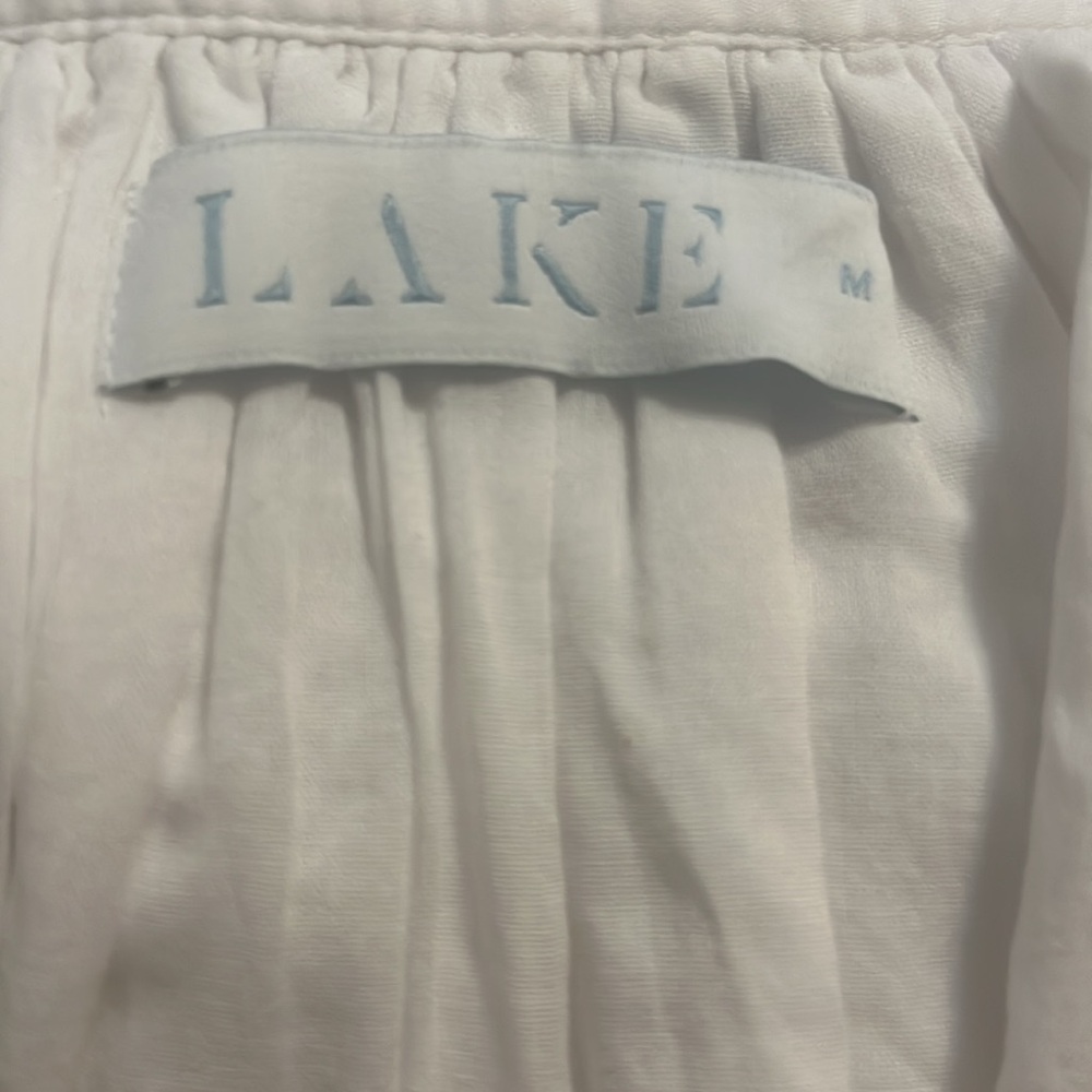 White Maxi Shirt Dress with Blue Embroidered Hem - Picture 5 of 5